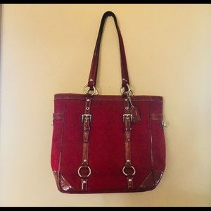 Coach Red Gallery East West Signature C Purse